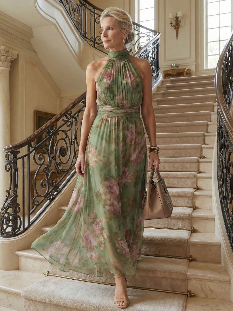 Naomi | Vestido Maxi con Cuello Halter