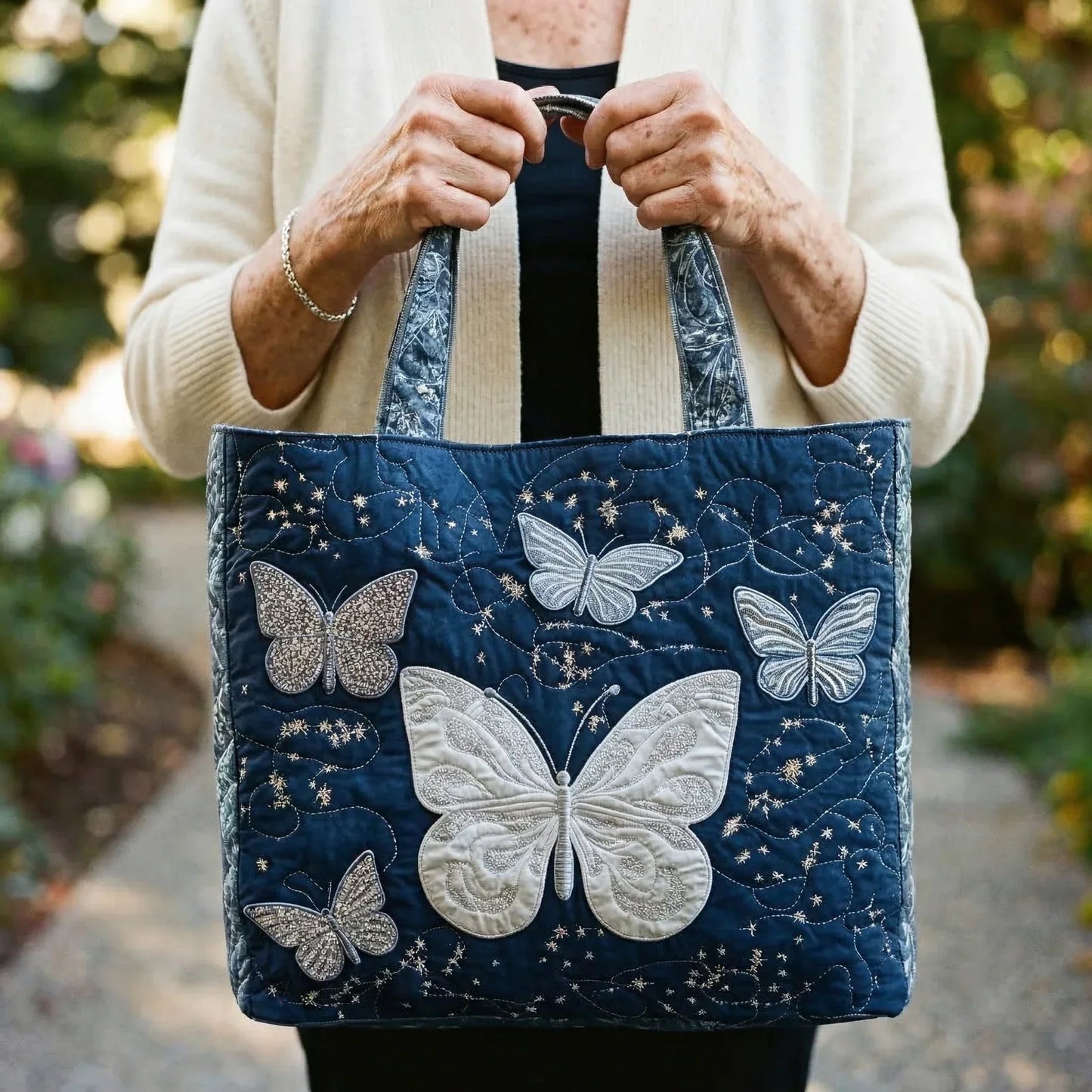 Bolso artesanal - Mariposa plateada