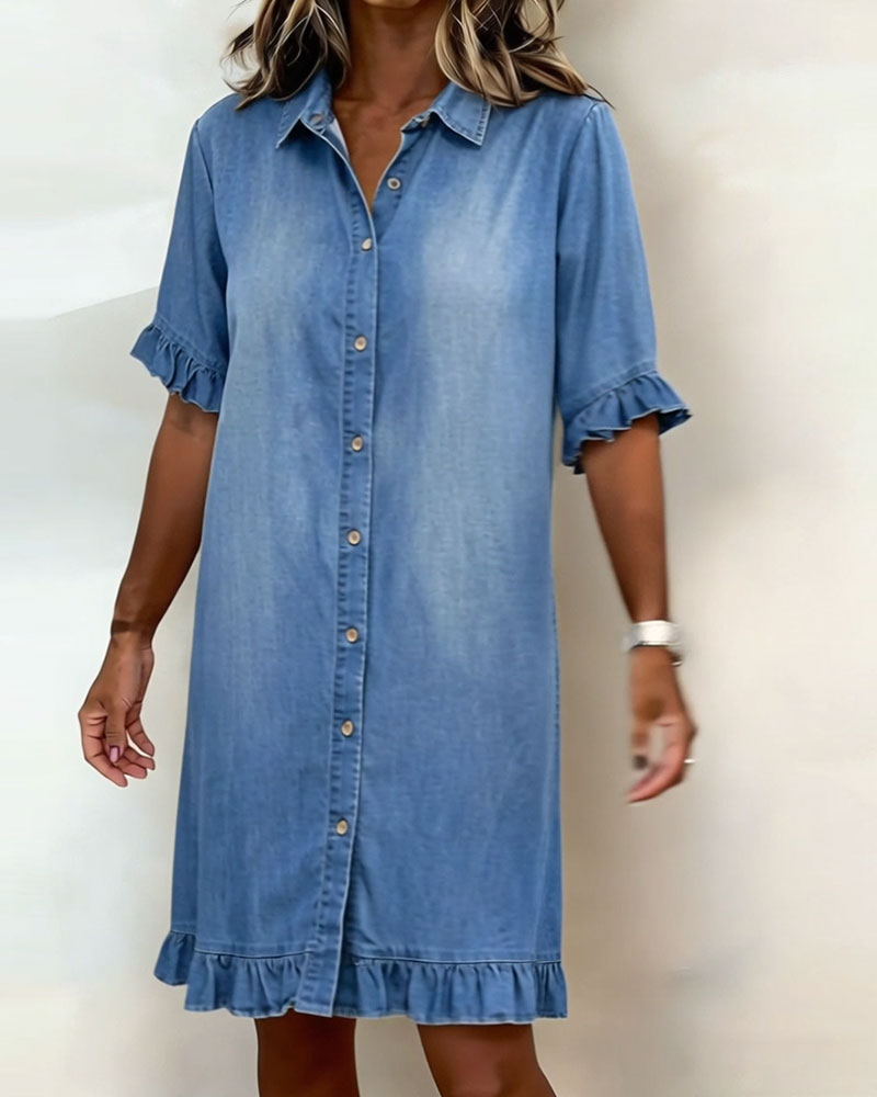 María | Vestido cómodo de denim con pliegues favorecedores