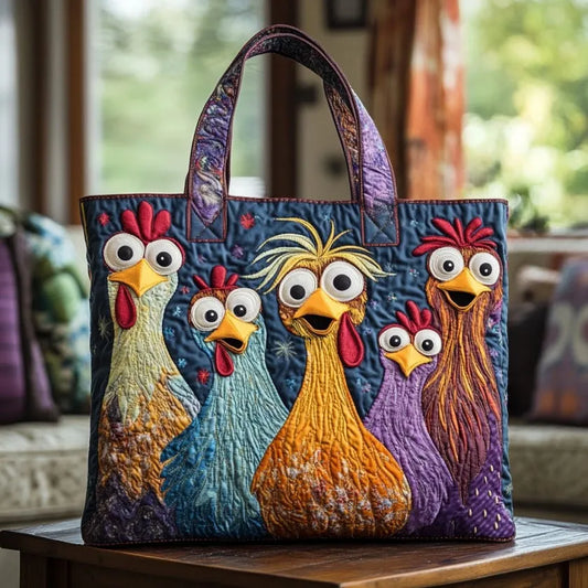 Bolso artesanal - Cinco gallinas de colores