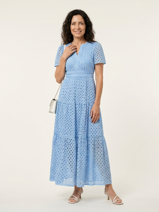 Brielle | Vestido Midi por Niveles con Escote en V y Manga Corta