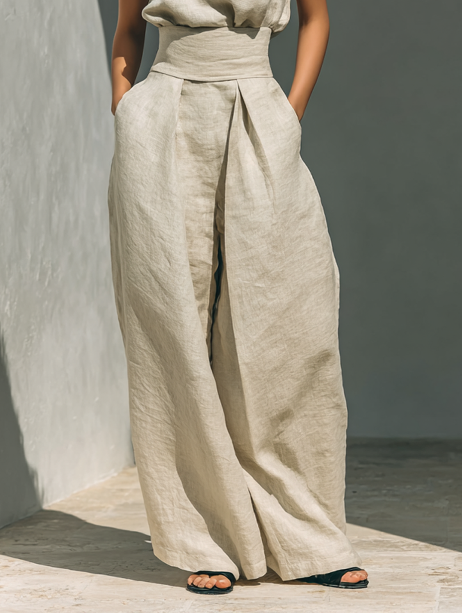 Rita | Conjunto minimalista sin mangas con pantalones anchos