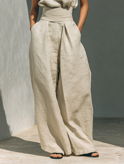 Rita | Conjunto minimalista sin mangas con pantalones anchos