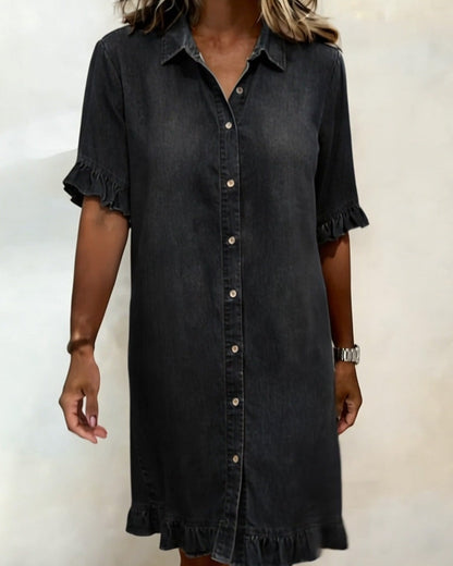 María | Vestido cómodo de denim con pliegues favorecedores