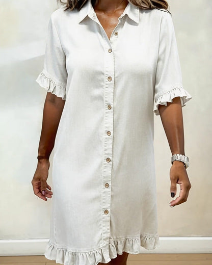 María | Vestido cómodo de denim con pliegues favorecedores