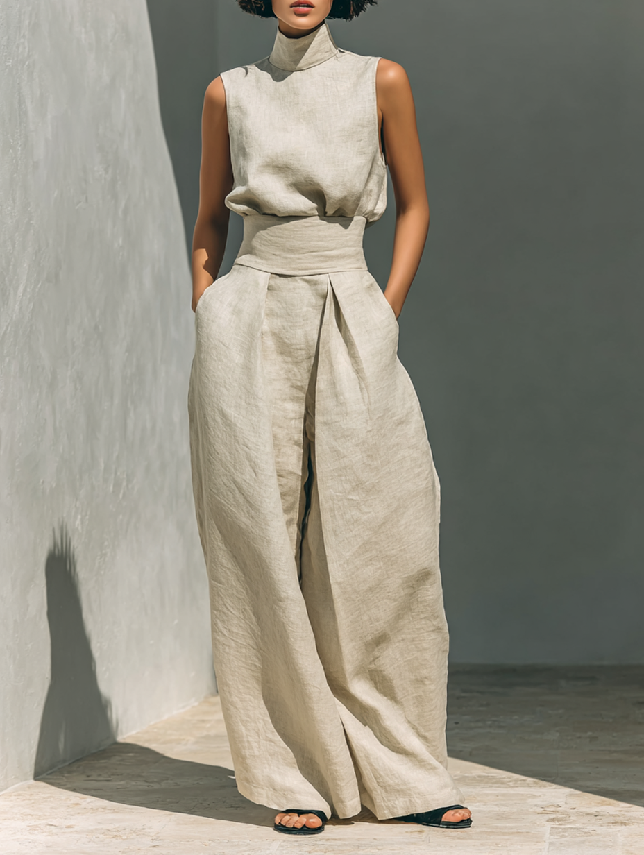 Rita | Conjunto minimalista sin mangas con pantalones anchos