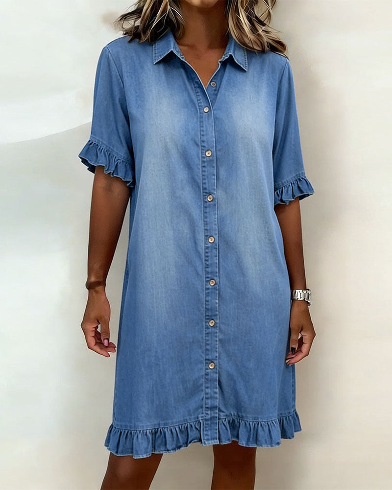 María | Vestido cómodo de denim con pliegues favorecedores