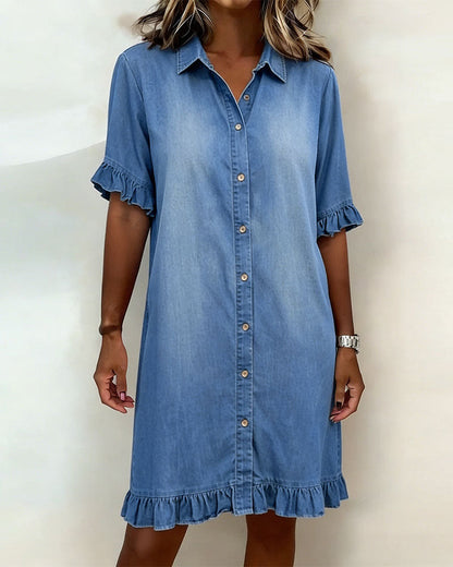 María | Vestido cómodo de denim con pliegues favorecedores