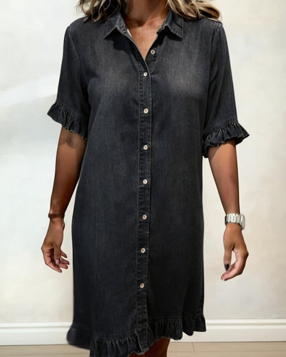 María | Vestido cómodo de denim con pliegues favorecedores
