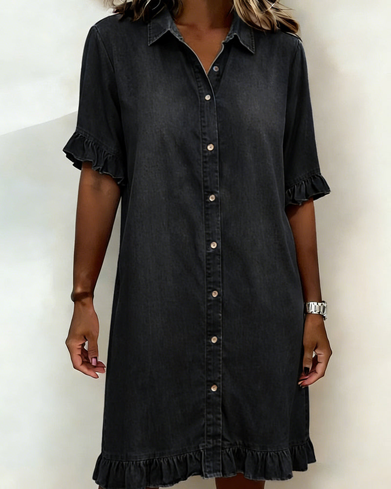 María | Vestido cómodo de denim con pliegues favorecedores
