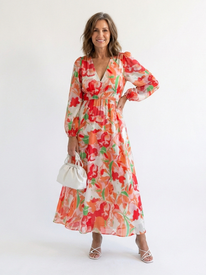 Althea | Vestido Maxi Floral de Manga Larga