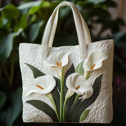 Bolso artesanal acolchado - Arums Blancos