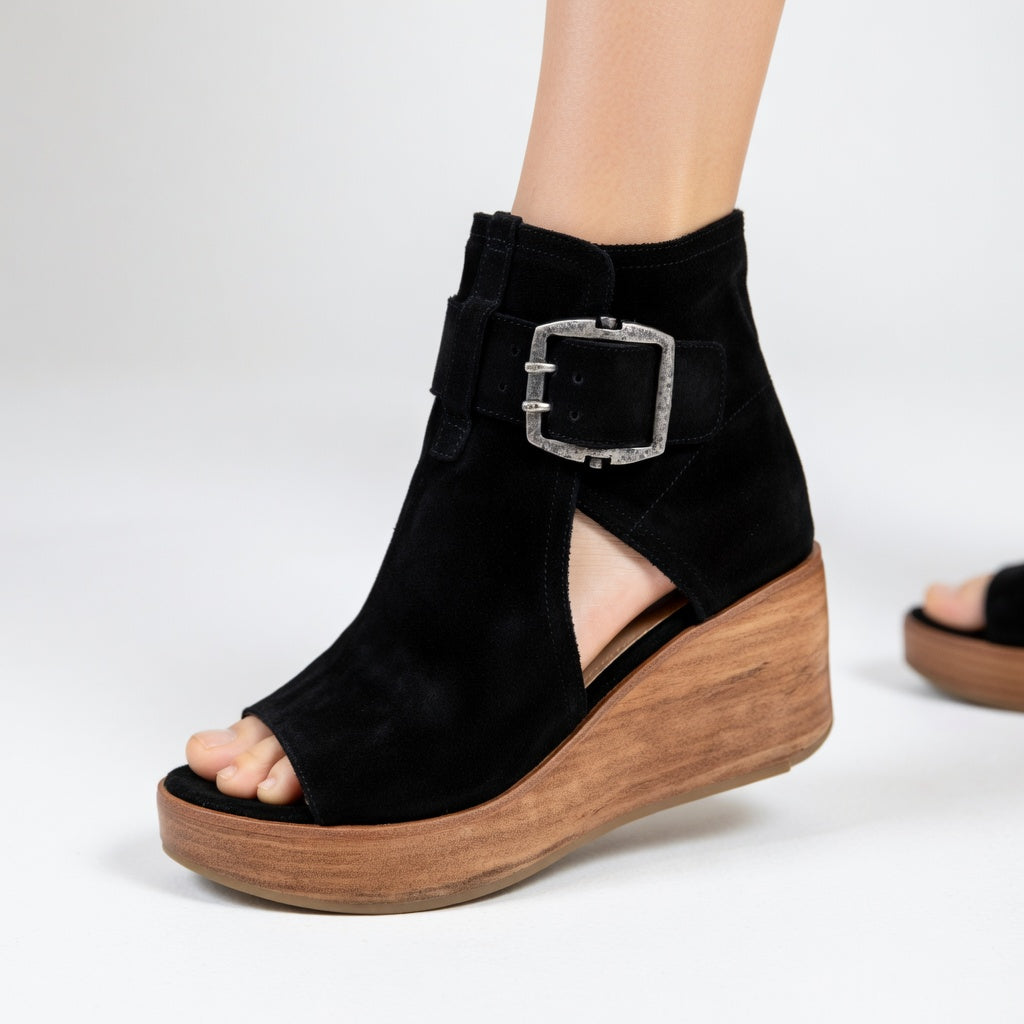 Orélisse™ | Botines con cuña y puntera abierta de estilo moderno