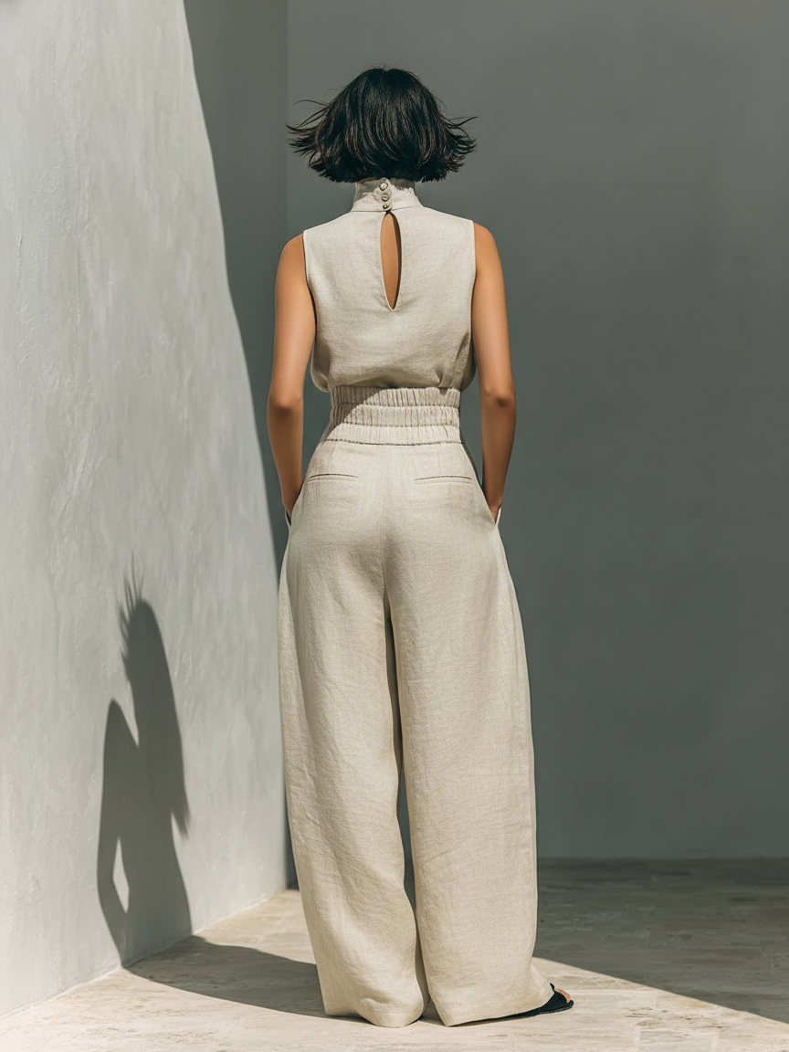 Rita | Conjunto minimalista sin mangas con pantalones anchos