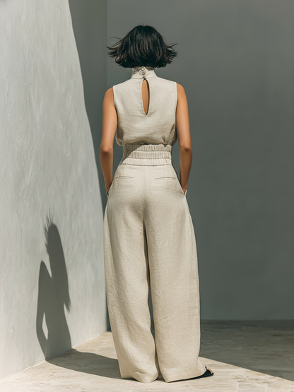 Rita | Conjunto minimalista sin mangas con pantalones anchos