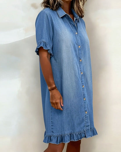 María | Vestido cómodo de denim con pliegues favorecedores