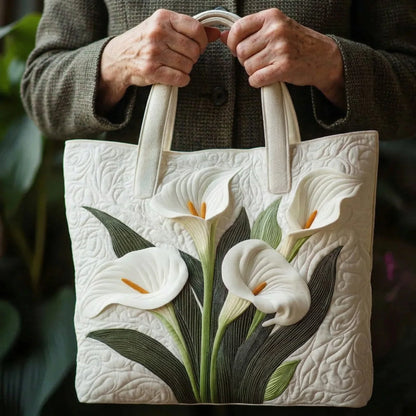 Bolso artesanal acolchado - Arums Blancos