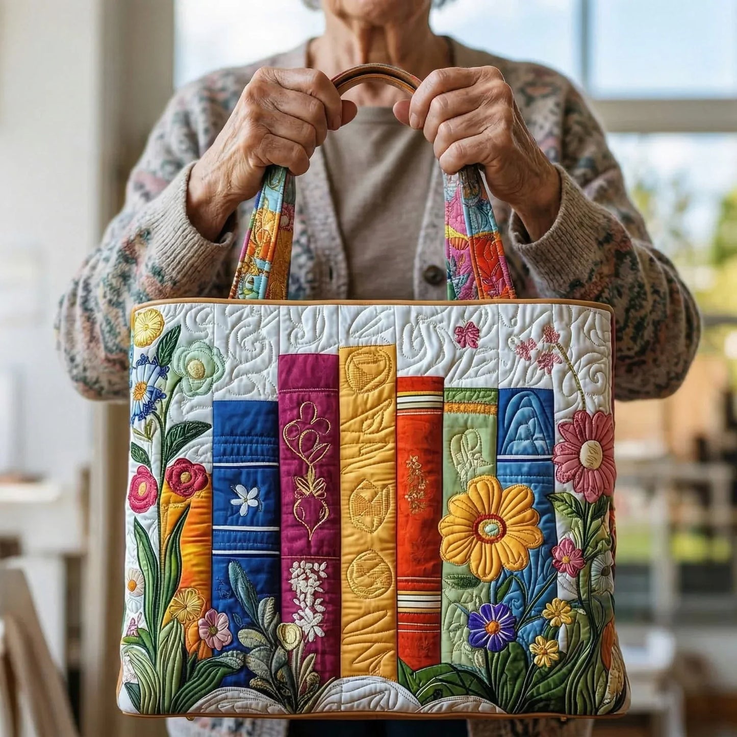 Bolso artesanal - Biblioteca floral