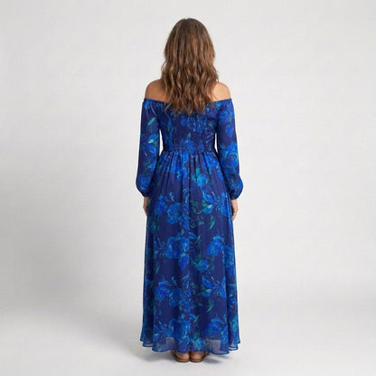 Aspen | Vestido Maxi Floral con Hombros Descubiertos