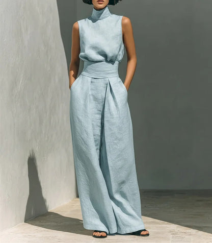 Rita | Conjunto minimalista sin mangas con pantalones anchos