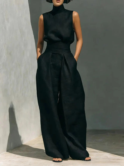 Rita | Conjunto minimalista sin mangas con pantalones anchos