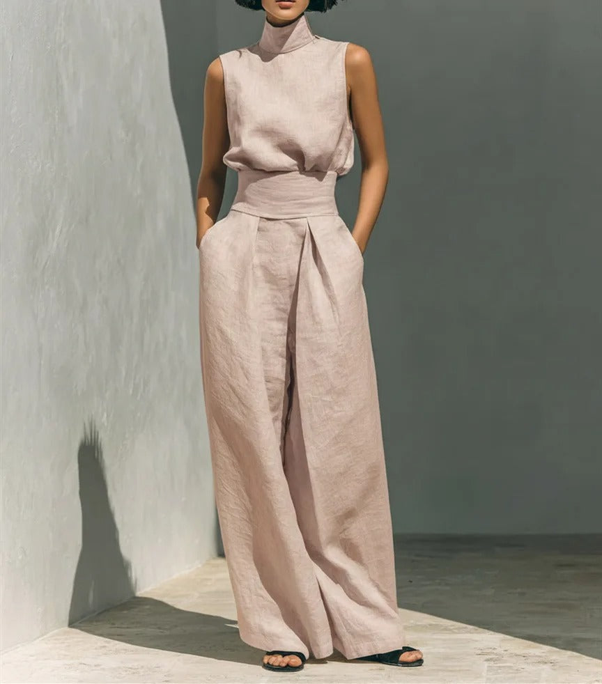 Rita | Conjunto minimalista sin mangas con pantalones anchos