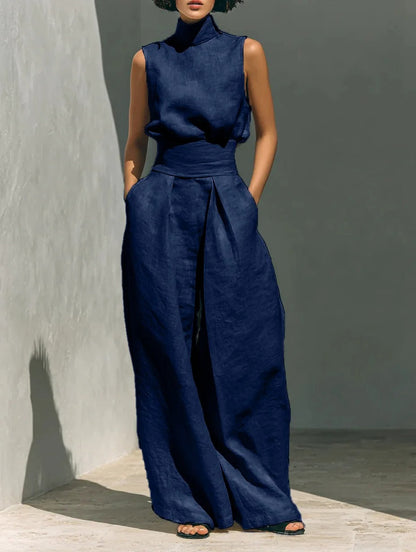 Rita | Conjunto minimalista sin mangas con pantalones anchos