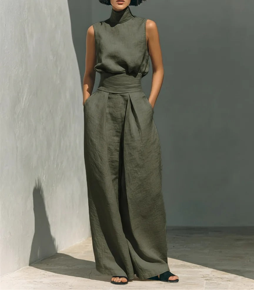 Rita | Conjunto minimalista sin mangas con pantalones anchos