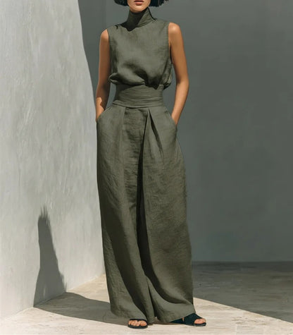 Rita | Conjunto minimalista sin mangas con pantalones anchos