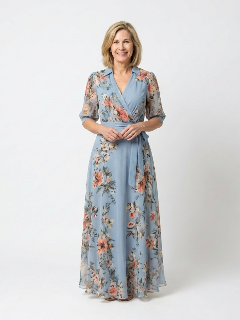 Elowen | Vestido Maxi Cruzado Floral con Escote en V