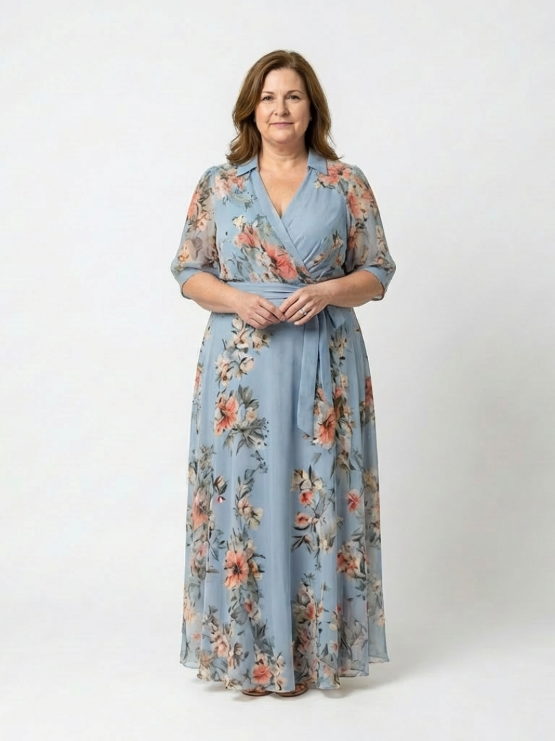 Elowen | Vestido Maxi Cruzado Floral con Escote en V