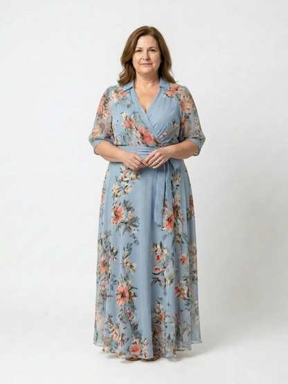Elowen | Vestido Maxi Cruzado Floral con Escote en V