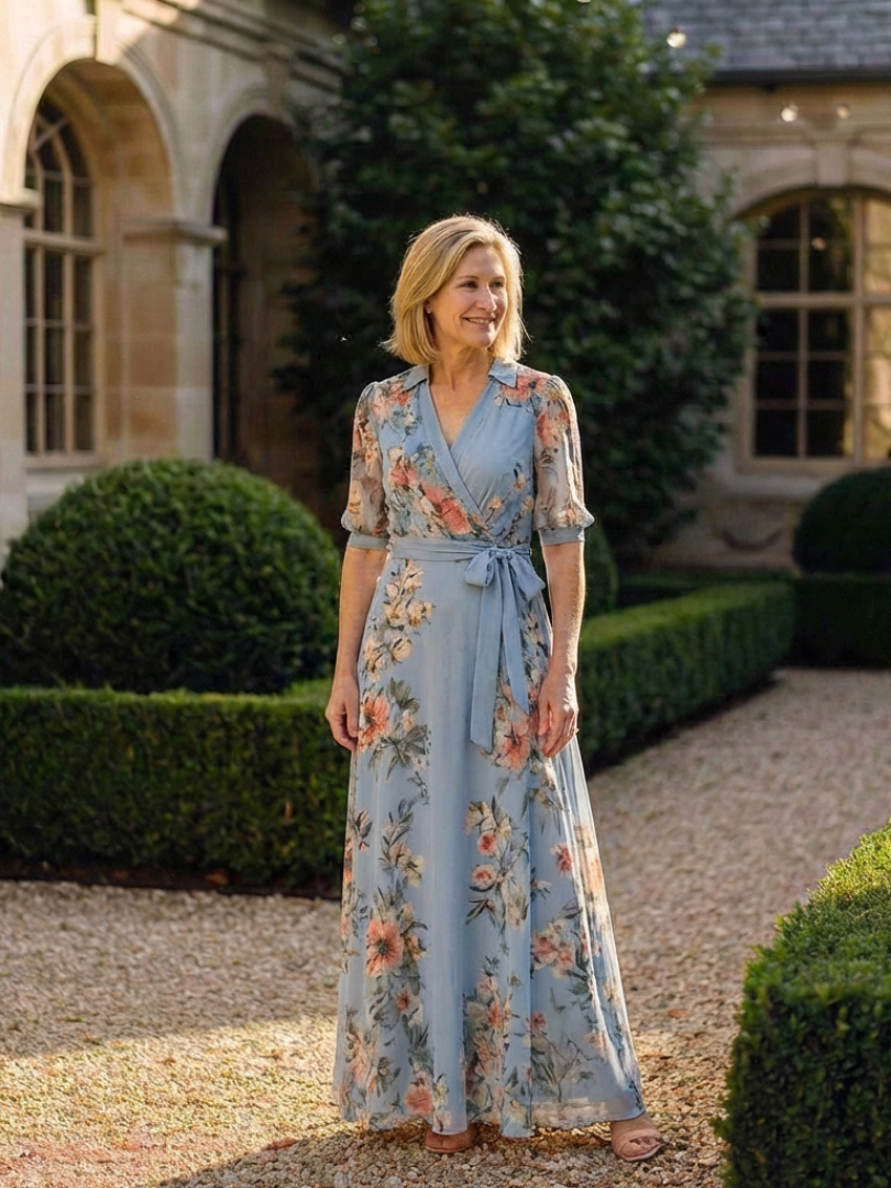 Elowen | Vestido Maxi Cruzado Floral con Escote en V